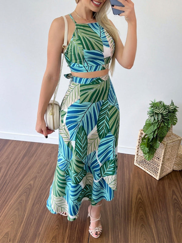 Blue Zone Planet | Printed Short Tether Tank Top High Waist Skirt Two-Piece Set BLUE ZONE PLANET