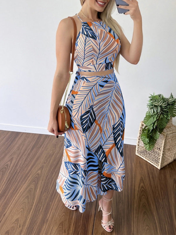 Blue Zone Planet | Printed Short Tether Tank Top High Waist Skirt Two-Piece Set BLUE ZONE PLANET