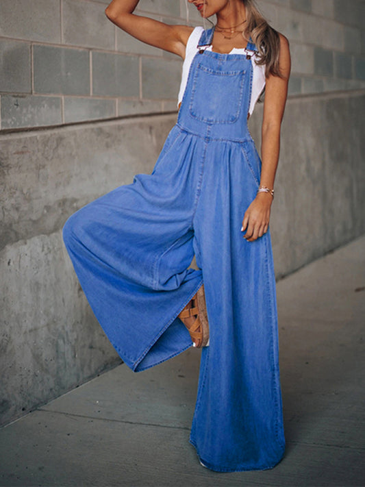 Blue Zone Planet | Loose Denim Overalls BLUE ZONE PLANET