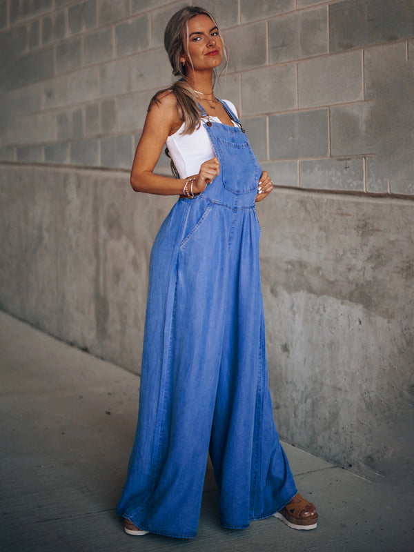 Blue Zone Planet | Loose Denim Overalls BLUE ZONE PLANET