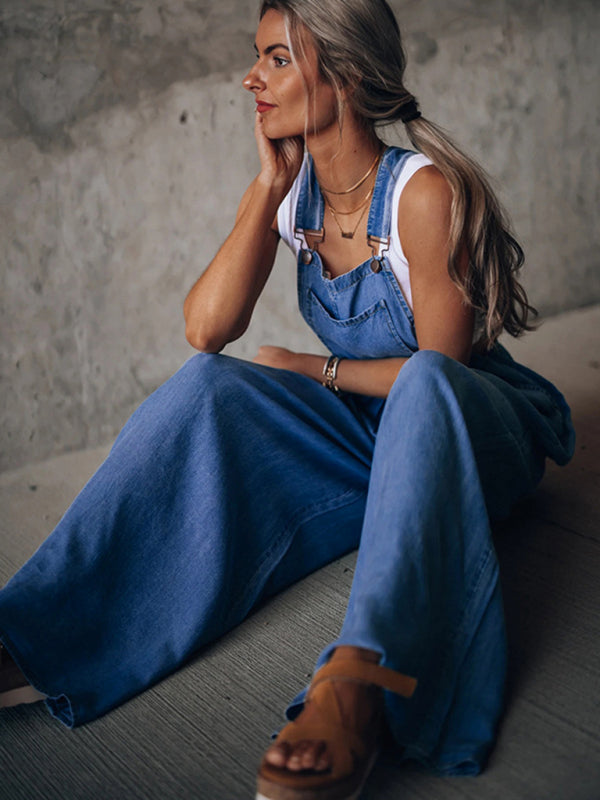 Blue Zone Planet | Loose Denim Overalls BLUE ZONE PLANET
