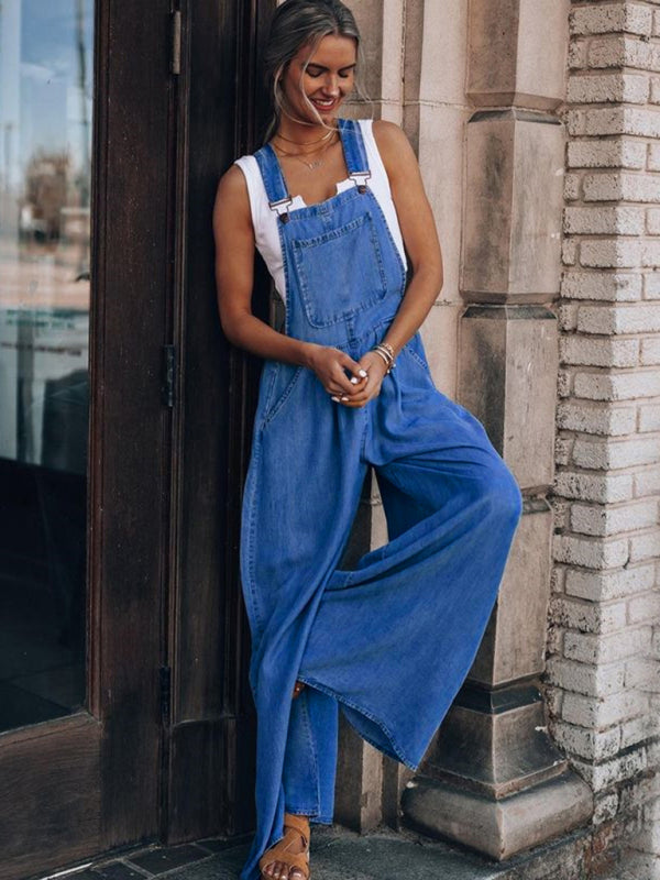 Blue Zone Planet | Loose Denim Overalls BLUE ZONE PLANET