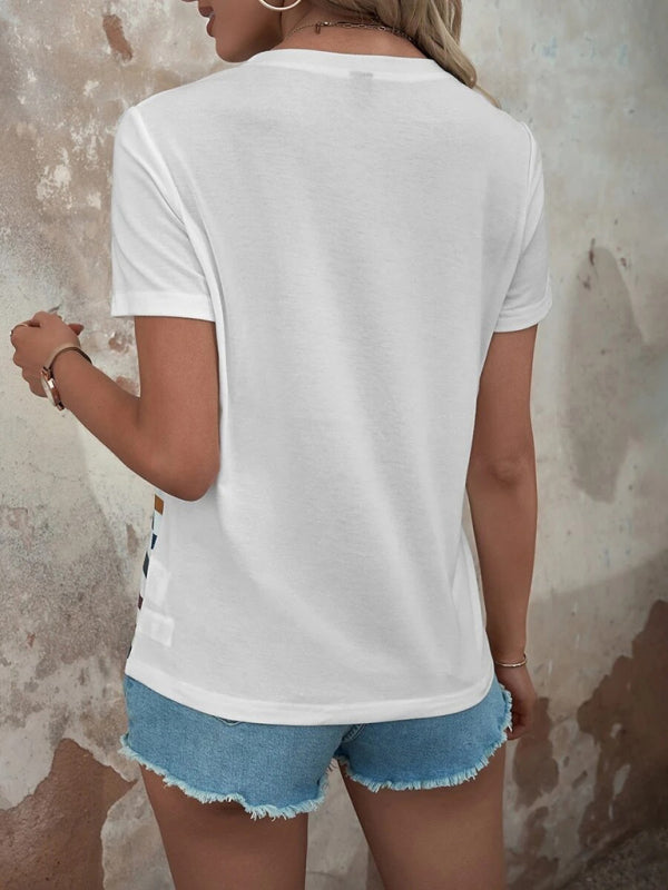 Blue Zone Planet | Stripe Print Button Short Sleeve Top BLUE ZONE PLANET