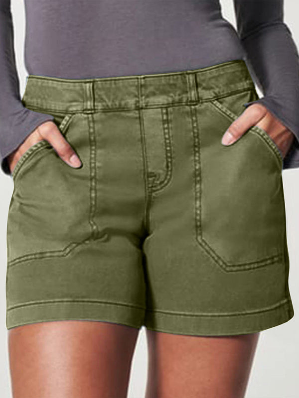 Blue Zone Planet | all-match high elastic twill large pocket solid color shorts BLUE ZONE PLANET