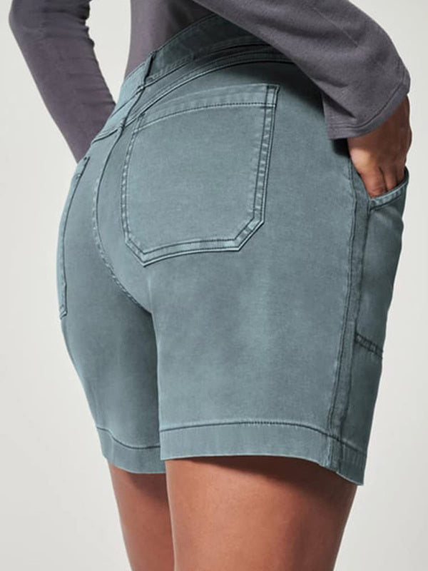 Blue Zone Planet | all-match high elastic twill large pocket solid color shorts BLUE ZONE PLANET