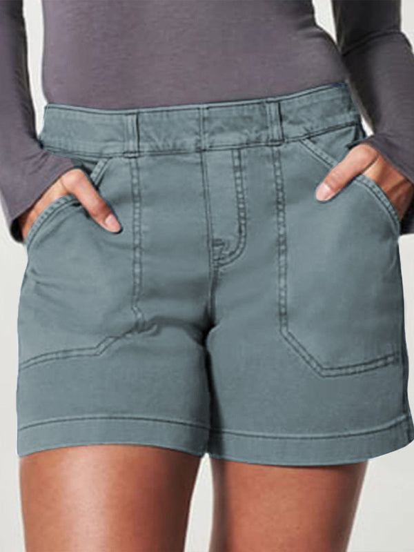 Blue Zone Planet | all-match high elastic twill large pocket solid color shorts BLUE ZONE PLANET
