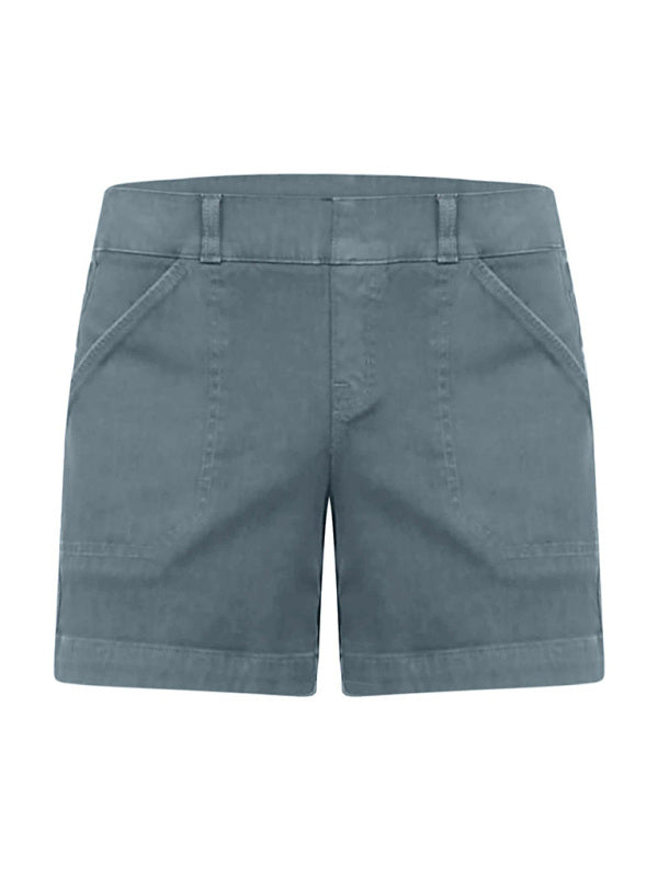 Blue Zone Planet | all-match high elastic twill large pocket solid color shorts BLUE ZONE PLANET