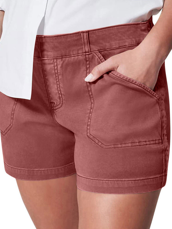 Blue Zone Planet | all-match high elastic twill large pocket solid color shorts BLUE ZONE PLANET