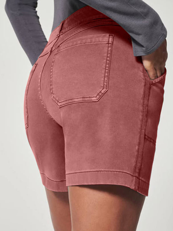 Blue Zone Planet | all-match high elastic twill large pocket solid color shorts BLUE ZONE PLANET