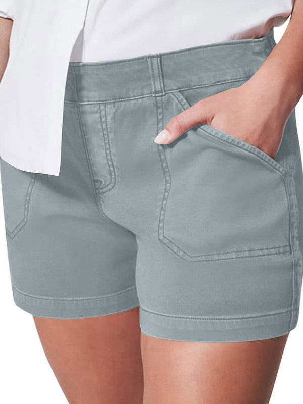 Blue Zone Planet | all-match high elastic twill large pocket solid color shorts BLUE ZONE PLANET