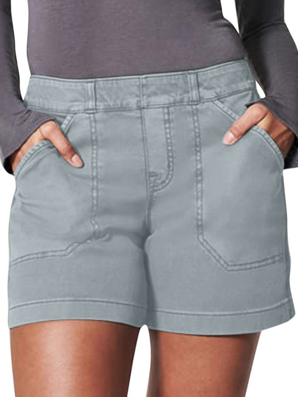 Blue Zone Planet | all-match high elastic twill large pocket solid color shorts BLUE ZONE PLANET