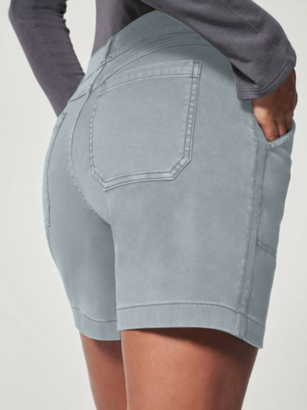 Blue Zone Planet | all-match high elastic twill large pocket solid color shorts BLUE ZONE PLANET