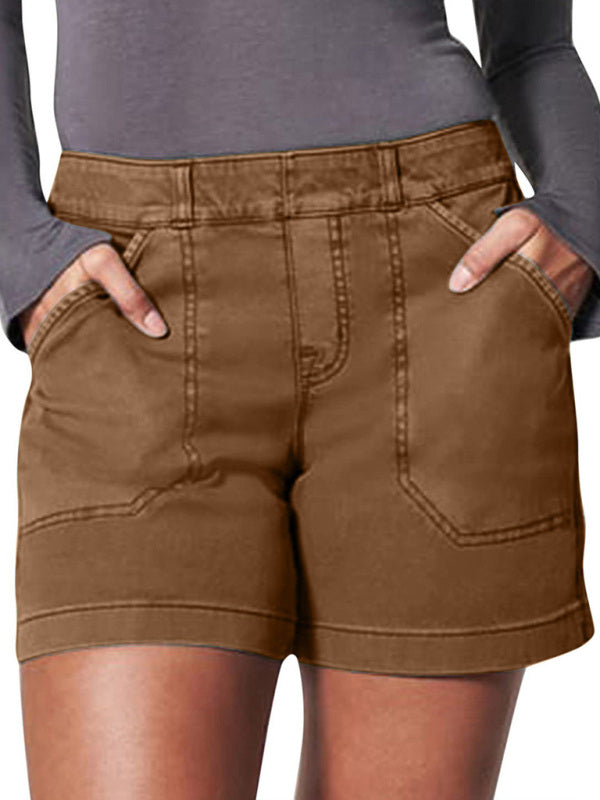 Blue Zone Planet | all-match high elastic twill large pocket solid color shorts BLUE ZONE PLANET