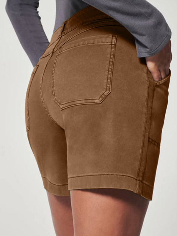 Blue Zone Planet | all-match high elastic twill large pocket solid color shorts BLUE ZONE PLANET