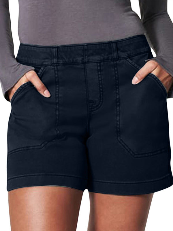 Blue Zone Planet | all-match high elastic twill large pocket solid color shorts BLUE ZONE PLANET