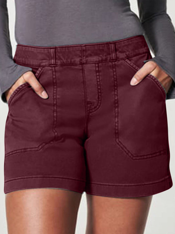 Blue Zone Planet | all-match high elastic twill large pocket solid color shorts BLUE ZONE PLANET