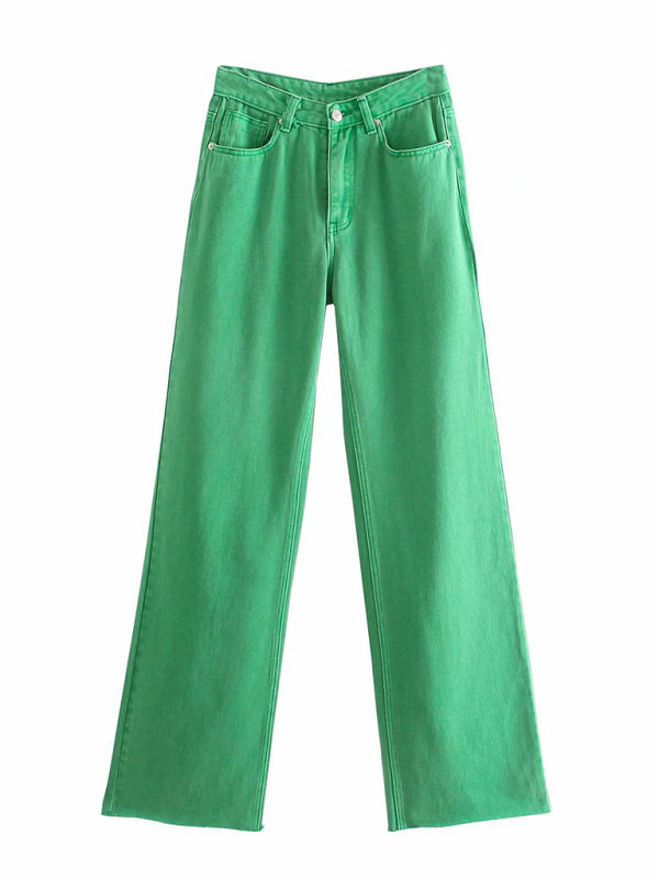 Blue Zone Planet | New Street High Waist Straight Leg Wide Leg Pants Female Jeans BLUE ZONE PLANET