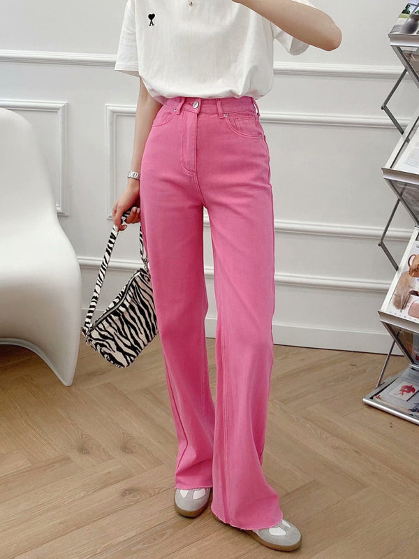 Blue Zone Planet | New Street High Waist Straight Leg Wide Leg Pants Female Jeans BLUE ZONE PLANET