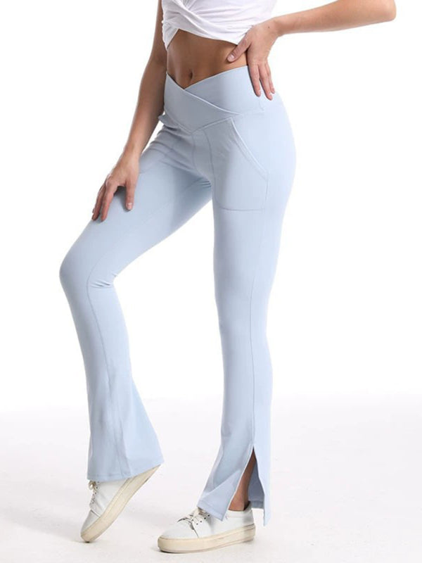 Blue Zone Planet | Slit Micro High Waist Elastic Hip Lifting Abdomen Dance Sports Trousers BLUE ZONE PLANET