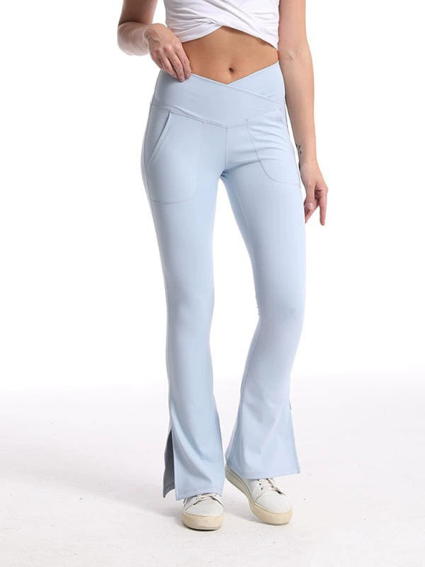 Blue Zone Planet | Slit Micro High Waist Elastic Hip Lifting Abdomen Dance Sports Trousers BLUE ZONE PLANET