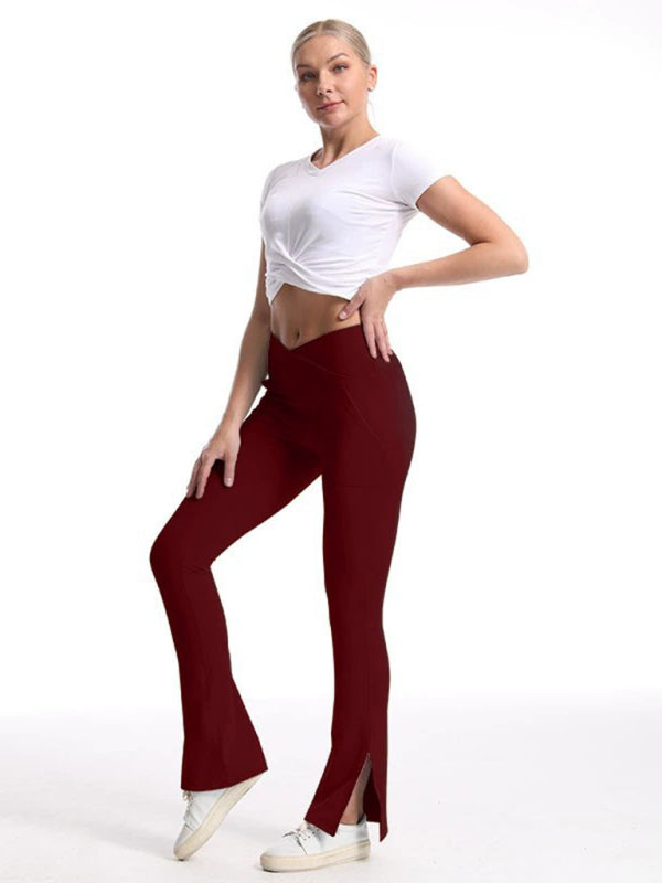 Blue Zone Planet | Slit Micro High Waist Elastic Hip Lifting Abdomen Dance Sports Trousers BLUE ZONE PLANET