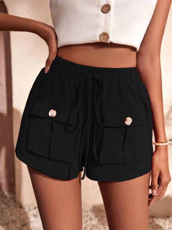 Blue Zone Planet | Cargo Shorts Pocket Loose Mid Rise Drawstring Straight Leg Pants kakaclo