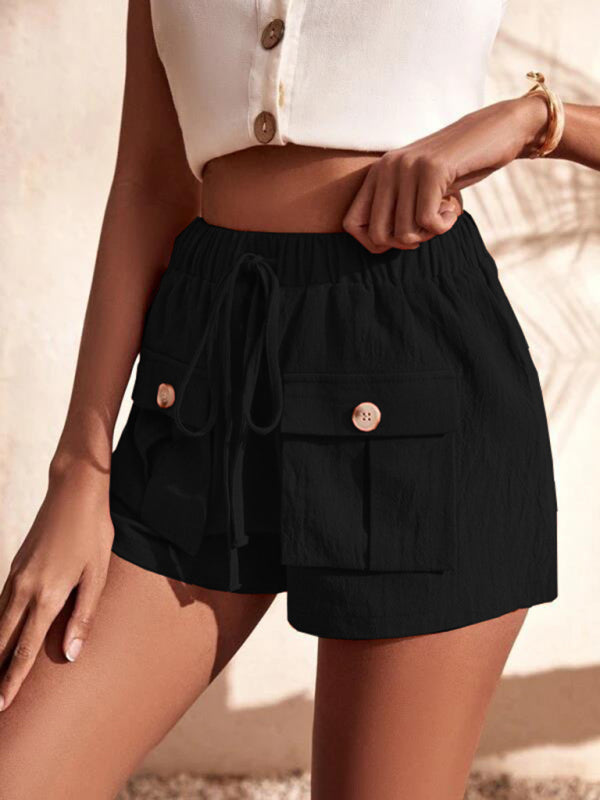 Blue Zone Planet | Cargo Shorts Pocket Loose Mid Rise Drawstring Straight Leg Pants kakaclo