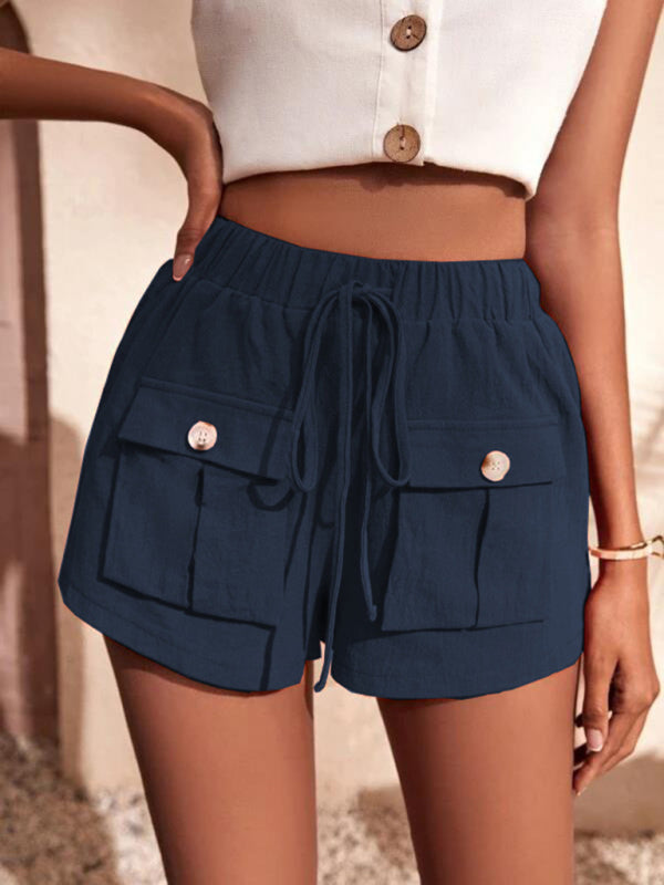 Blue Zone Planet | Cargo Shorts Pocket Loose Mid Rise Drawstring Straight Leg Pants kakaclo