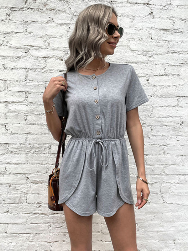 Blue Zone Planet | New fashion waist solid color one-piece shorts kakaclo
