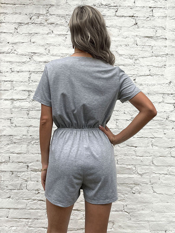 Blue Zone Planet | New fashion waist solid color one-piece shorts kakaclo