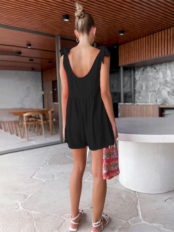 Blue Zone Planet |  Sleeveless Bow Knot Pocket Casual Jumpsuit kakaclo