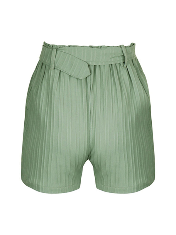 Blue Zone Planet | Small fresh green solid color pleated shorts kakaclo