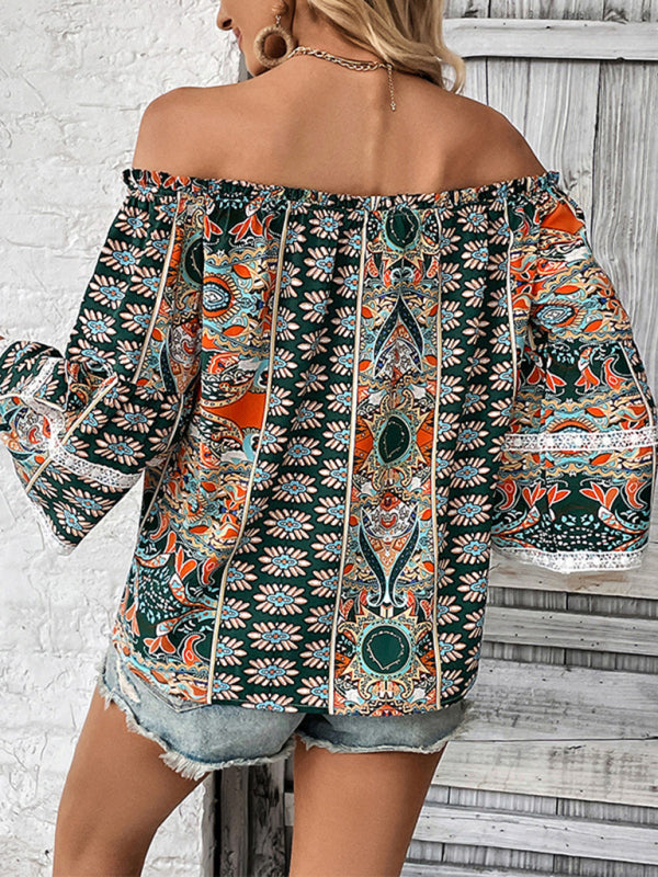 Blue Zone Planet |  floral tie one shoulder print blouse BLUE ZONE PLANET