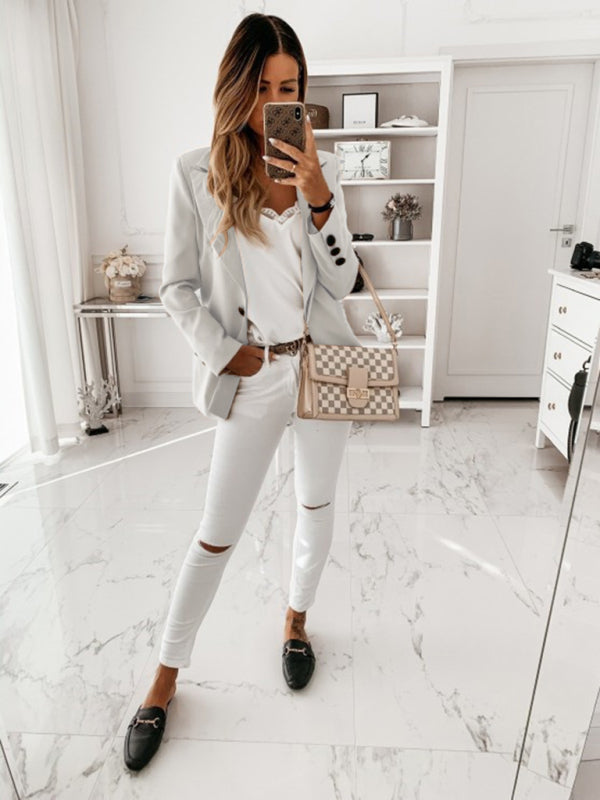 Long-sleeved suit collar button-down suit jacket kakaclo