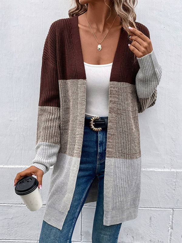 Blue Zone Planet | Long-sleeved color-block midi cardigan BLUE ZONE PLANET
