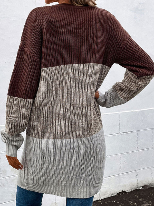Blue Zone Planet | Long-sleeved color-block midi cardigan BLUE ZONE PLANET