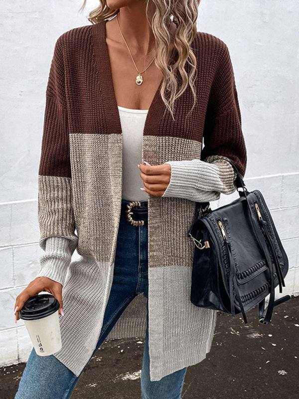 Blue Zone Planet | Long-sleeved color-block midi cardigan BLUE ZONE PLANET