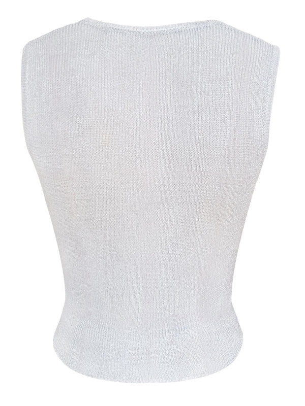 Round Neck shiny Skinny Glitter Tank Top BLUE ZONE PLANET
