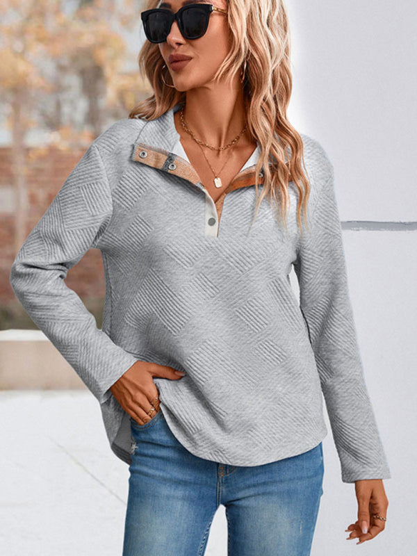 Blue Zone Planet | long sleeve plaid stitching sweatshirt BLUE ZONE PLANET