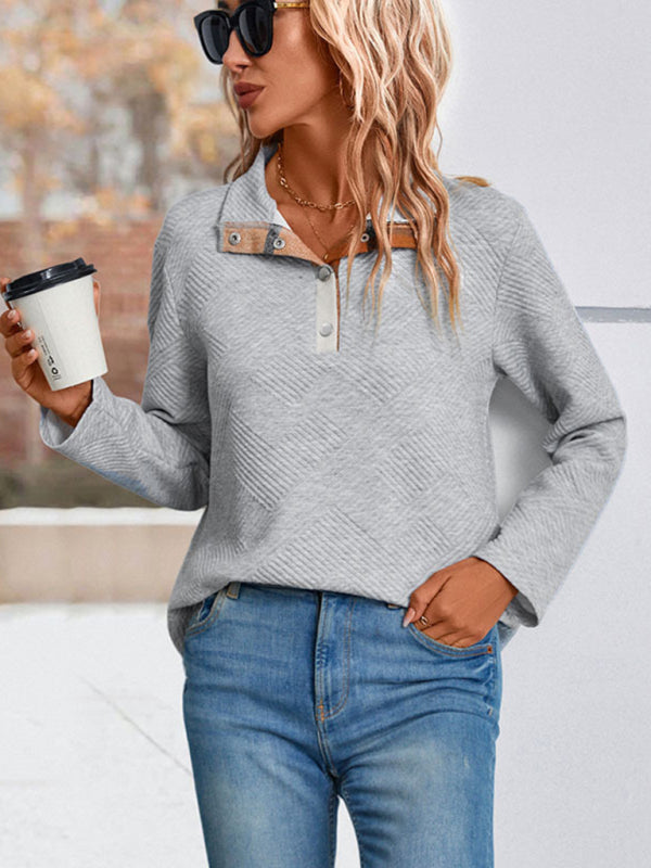 Blue Zone Planet | long sleeve plaid stitching sweatshirt BLUE ZONE PLANET