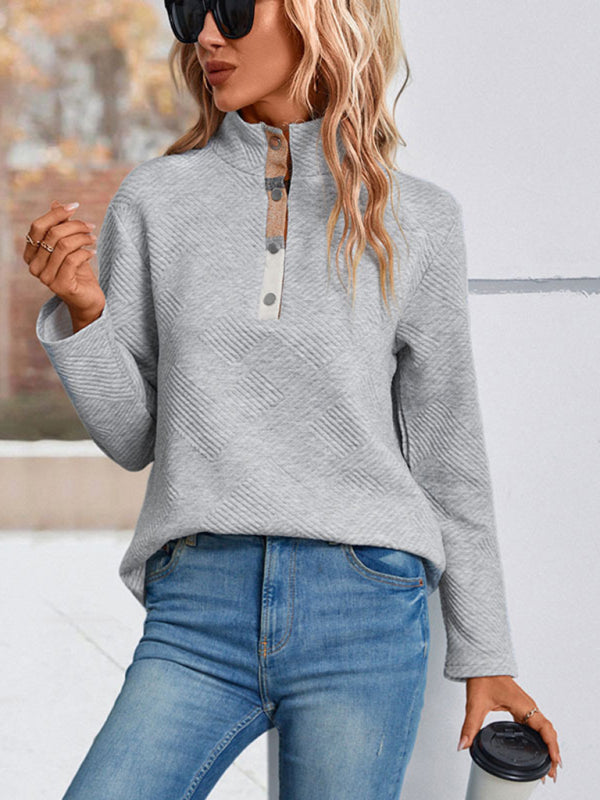 Blue Zone Planet | long sleeve plaid stitching sweatshirt BLUE ZONE PLANET