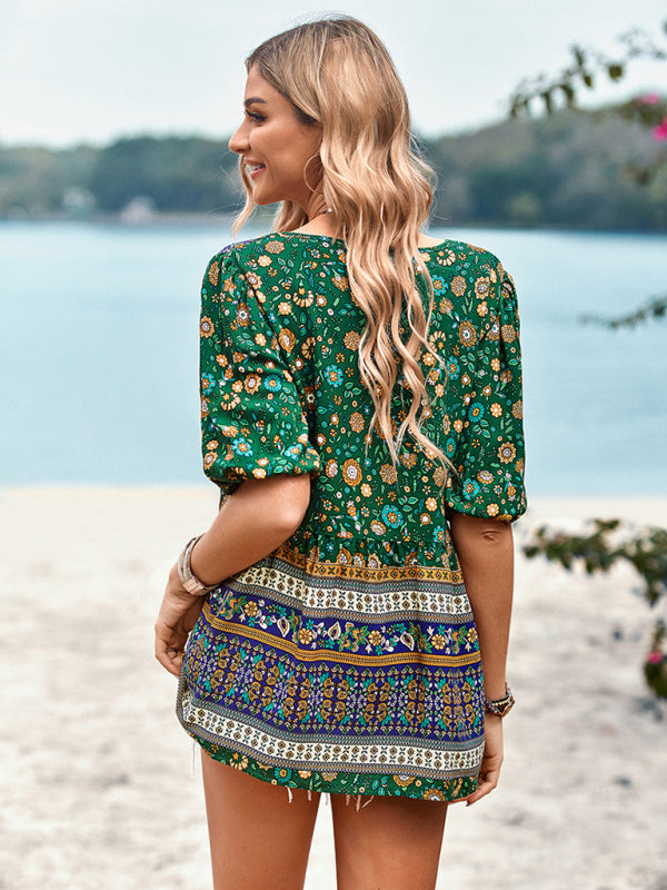 Ladies Bohemian Printed Shirt Top kakaclo
