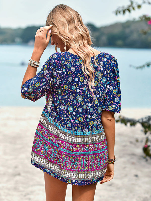 Ladies Bohemian Printed Shirt Top kakaclo