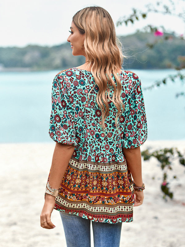 Ladies Bohemian Printed Shirt Top kakaclo