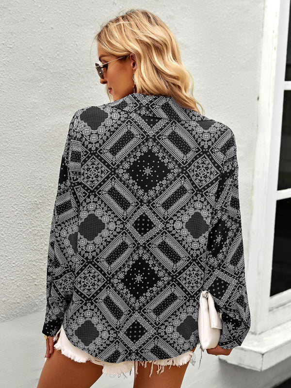 Blue Zone Planet | Four Seasons Print Long Sleeve Shirt BLUE ZONE PLANET