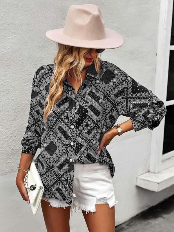 Blue Zone Planet | Four Seasons Print Long Sleeve Shirt BLUE ZONE PLANET
