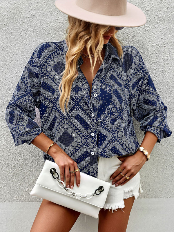 Blue Zone Planet | Four Seasons Print Long Sleeve Shirt BLUE ZONE PLANET