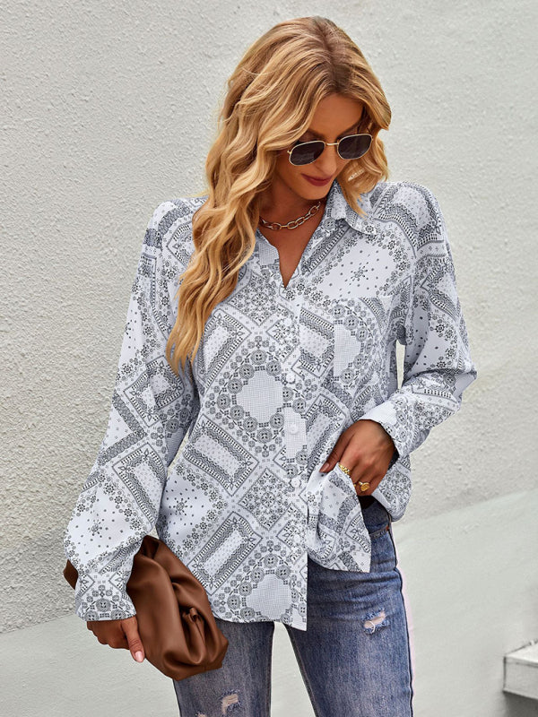 Blue Zone Planet | Four Seasons Print Long Sleeve Shirt BLUE ZONE PLANET