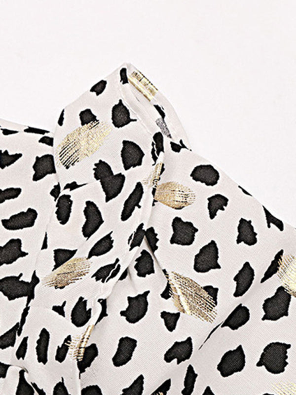 Blue Zone Planet | Long-sleeved polka-dot bronzing ruffle shirt BLUE ZONE PLANET