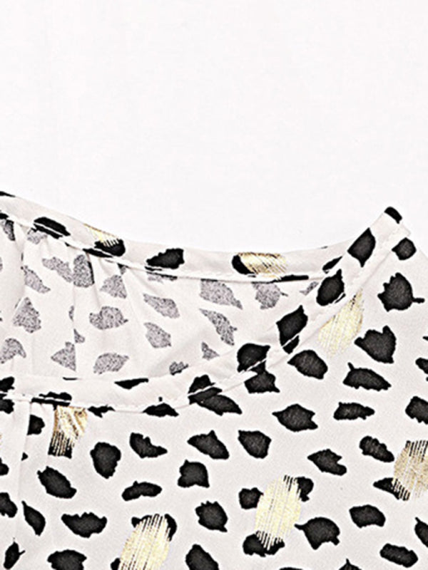 Blue Zone Planet | Long-sleeved polka-dot bronzing ruffle shirt BLUE ZONE PLANET